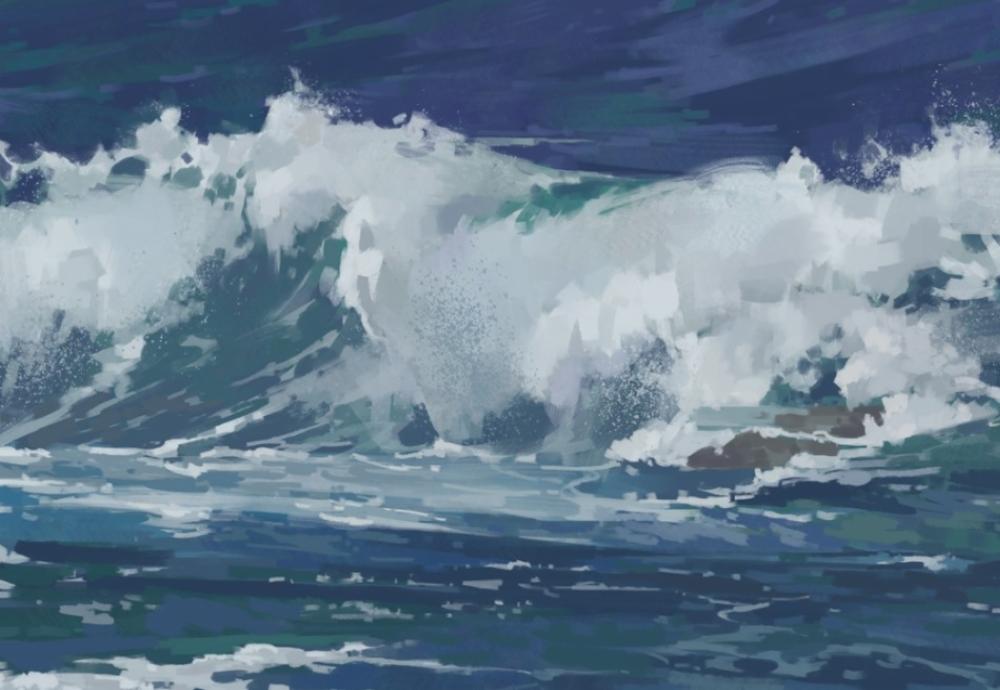 海浪怎么画的教程的图片