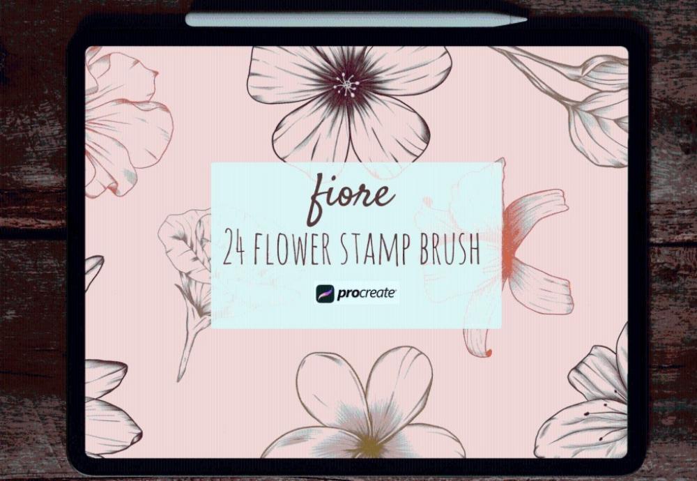 24种花朵Procreate笔刷包下载的图片